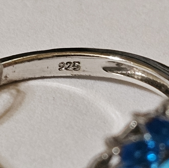 Genuine Sleeping Beauty Turquoise Malgache Neon Apatite Ring Platinum/925 sz 10 - Picture 9 of 9